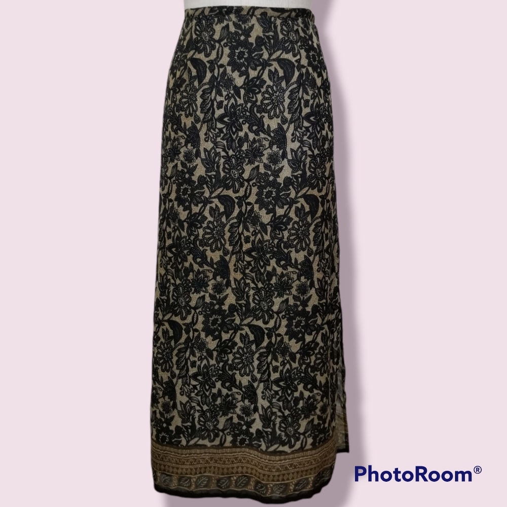 Maxi Boho Floral Skirt with Double Slits
